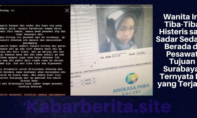 Wanita Ini Tiba-Tiba Histeris saat Sadar Sedang Berada di Pesawat Tujuan Surabaya, Ternyata Ini yang Terjadi!